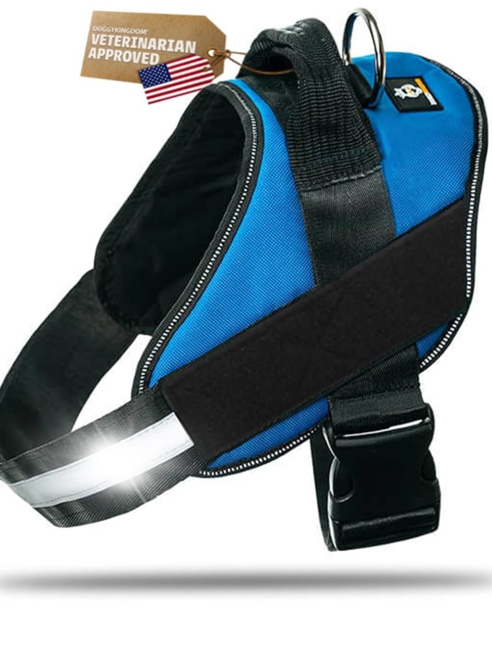 Blue Reflective Comfort Harness no choke with Handle adjustable reflective S